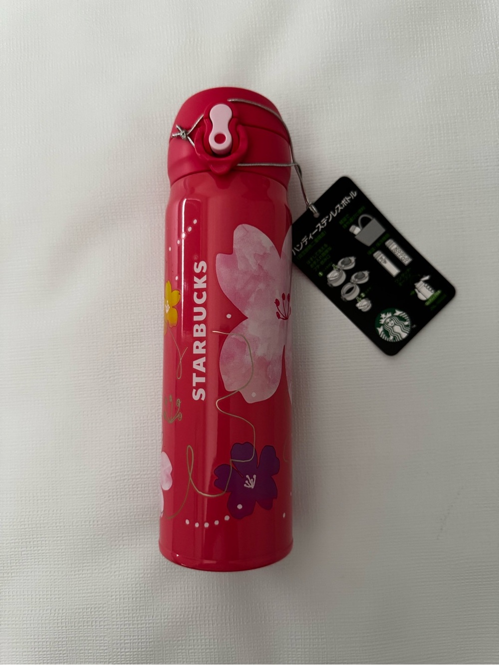 Starbucks Japan Sakura Bottle 2024 Cherry Blossoms Vivid Pink NWT
